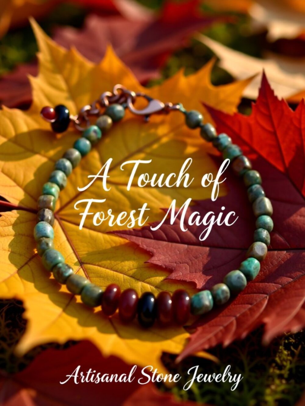 Handmade! ForestCore CottageCore Beaded Fall Bracelet. Green Jasper Russet Agate